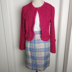 Givenchy Pastel Plaid Pencil Skirt